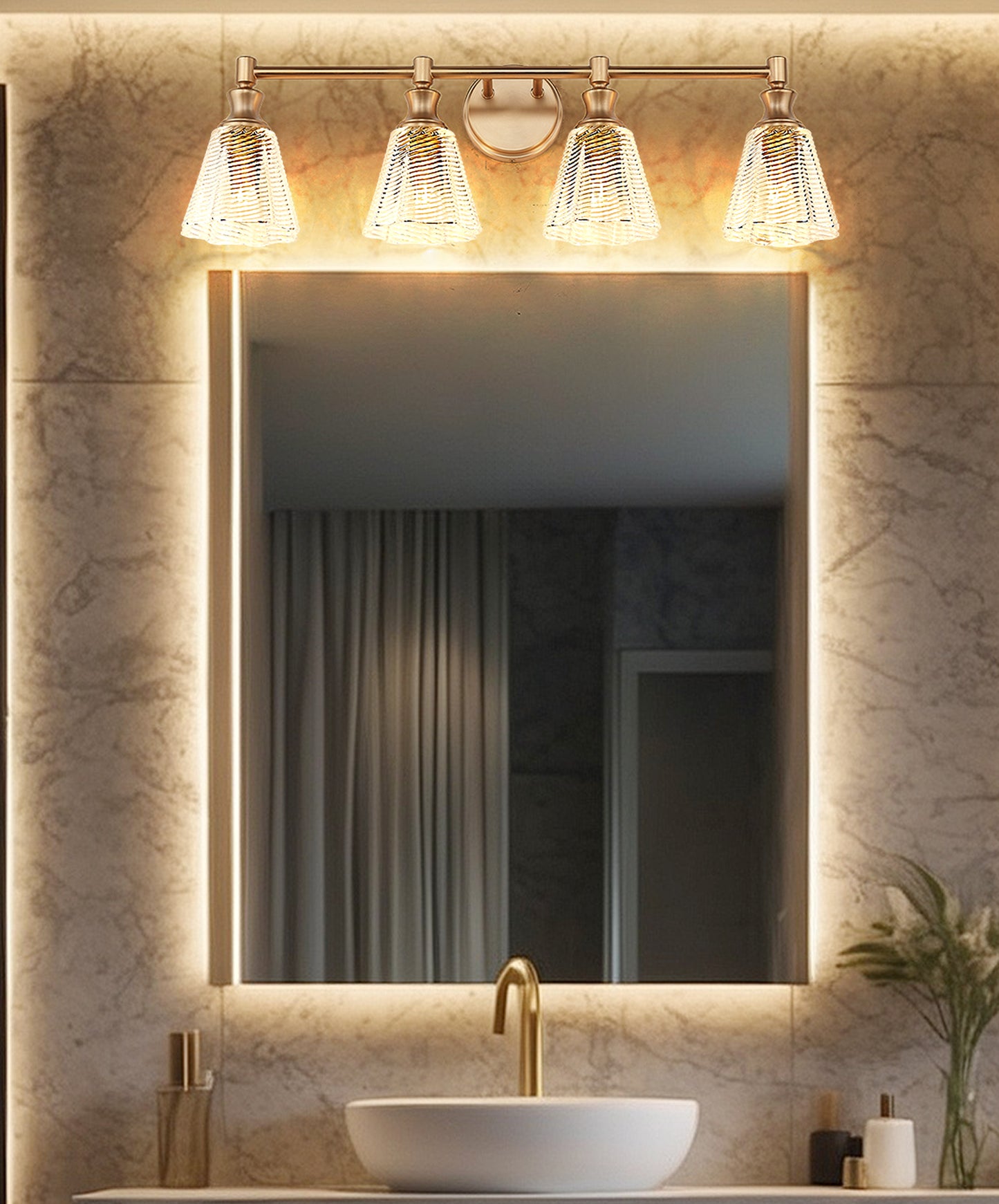 7704-4V-MGLD - Auden 4 Light 32" Vanity - Modern Gold