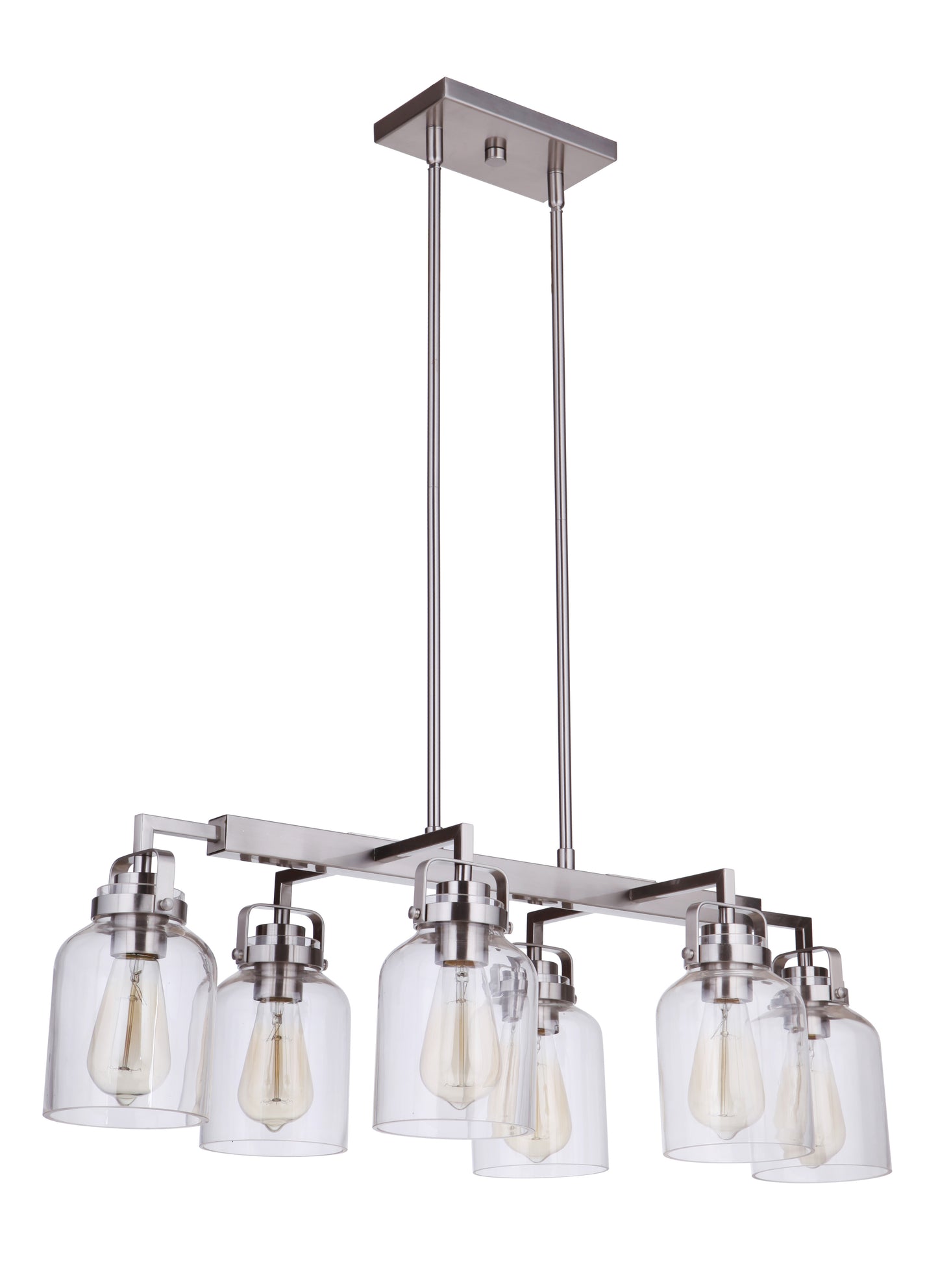 53676-BNK - Foxwood 6 Light 15" Wide Island Light - Brushed Nickel
