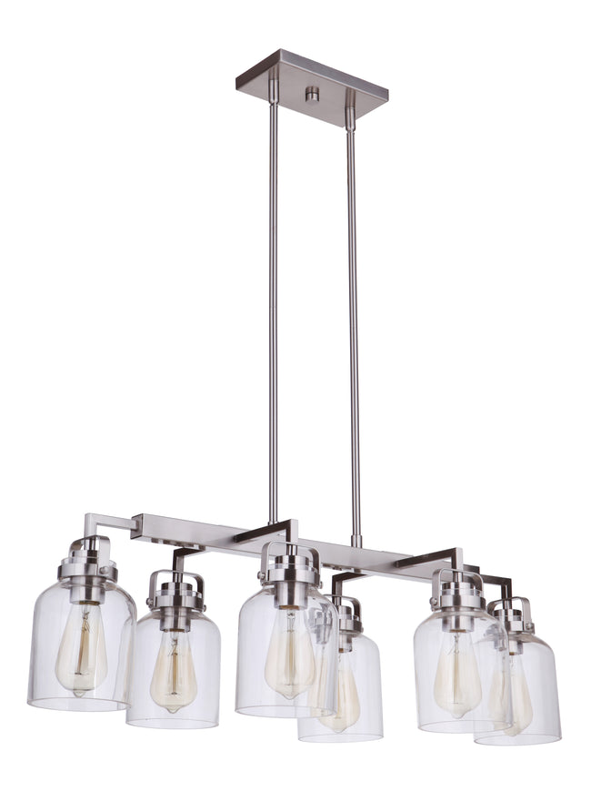 53676-BNK - Foxwood 6 Light 15" Wide Island Light - Brushed Nickel