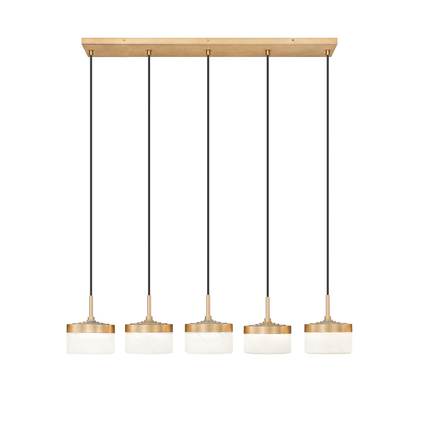 827P6-5L-MGLD-LED - Renaud 5 Light Linear 46" Chandelier - Modern Gold