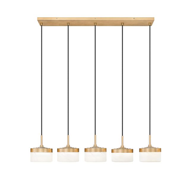 827P6-5L-MGLD-LED - Renaud 5 Light Linear 46" Chandelier - Modern Gold