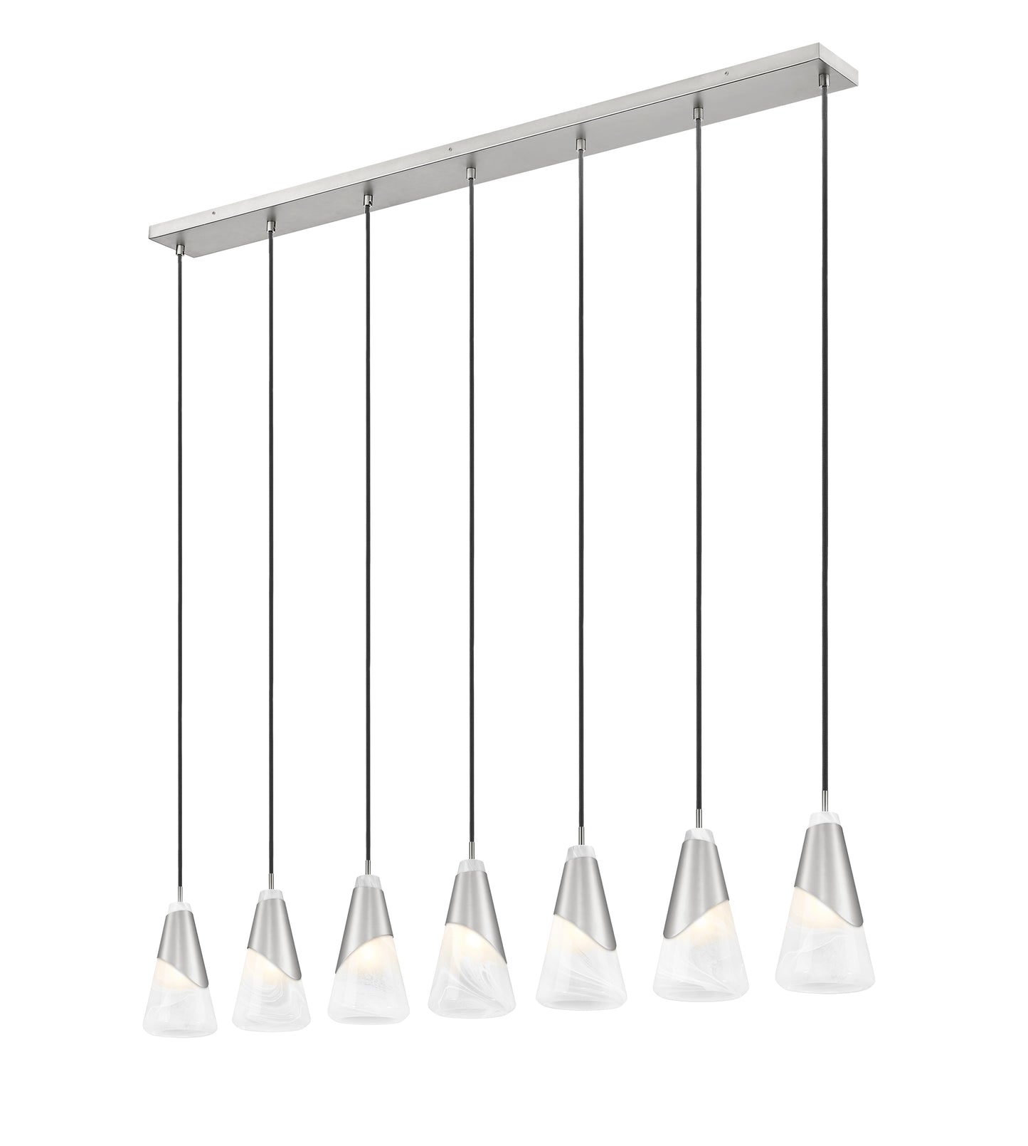 828P6-7L-BN - Aimie 7 Light Linear 54" Chandelier - Brushed Nickel