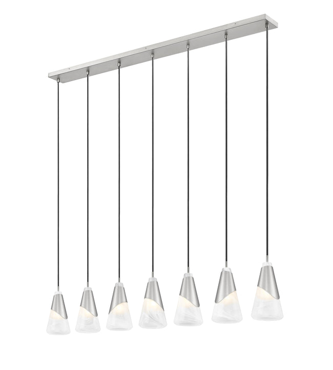 828P6-7L-BN - Aimie 7 Light Linear 54" Chandelier - Brushed Nickel