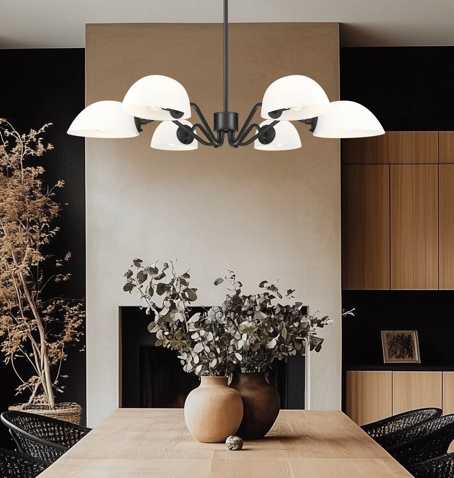 3048-6MB - Breton 6 Light 39" Chandelier - Matte Black
