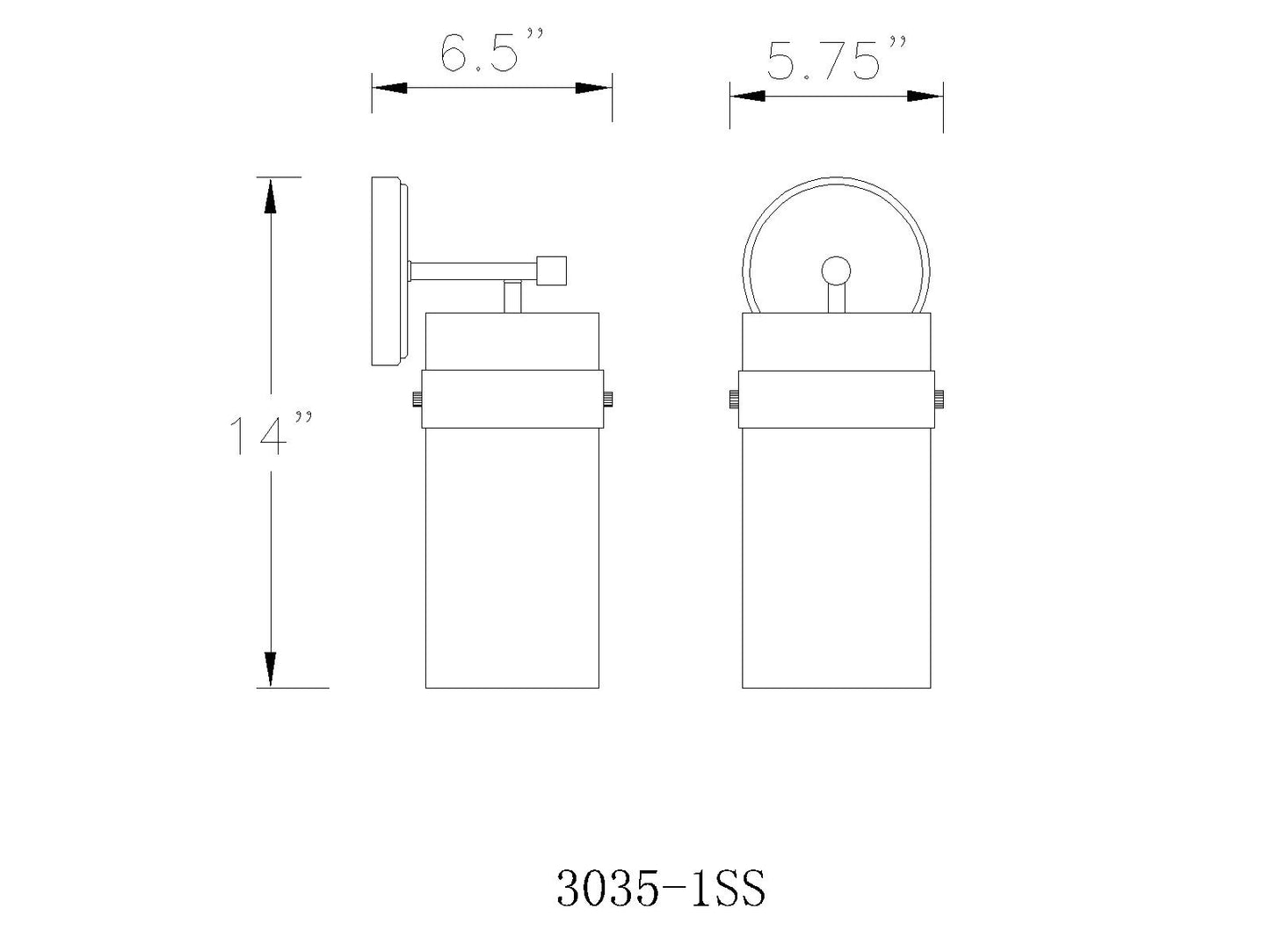 3035-1SS-MB - Fontaine 1 Light Wall 14" Sconce - Matte Black