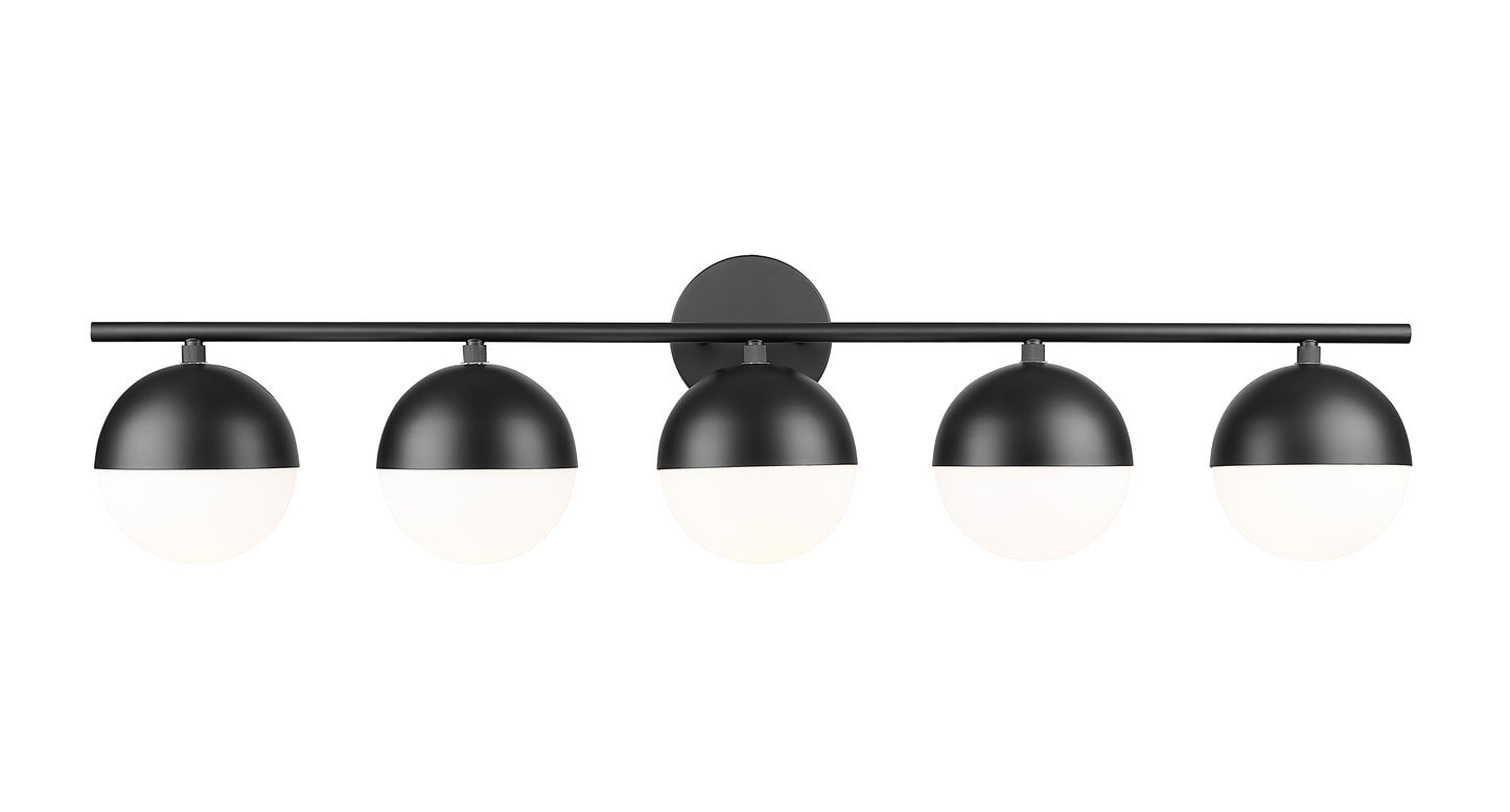 7517-5V-MB - Realm Sphere 5 Light 40" Vanity - Matte Black
