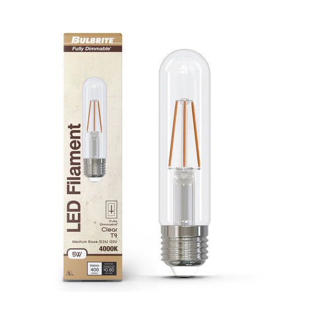 776989 - Filaments Dimmable T9 5" Clear Glass Medium Base - 5 Watt - 4000K - 4 Pack