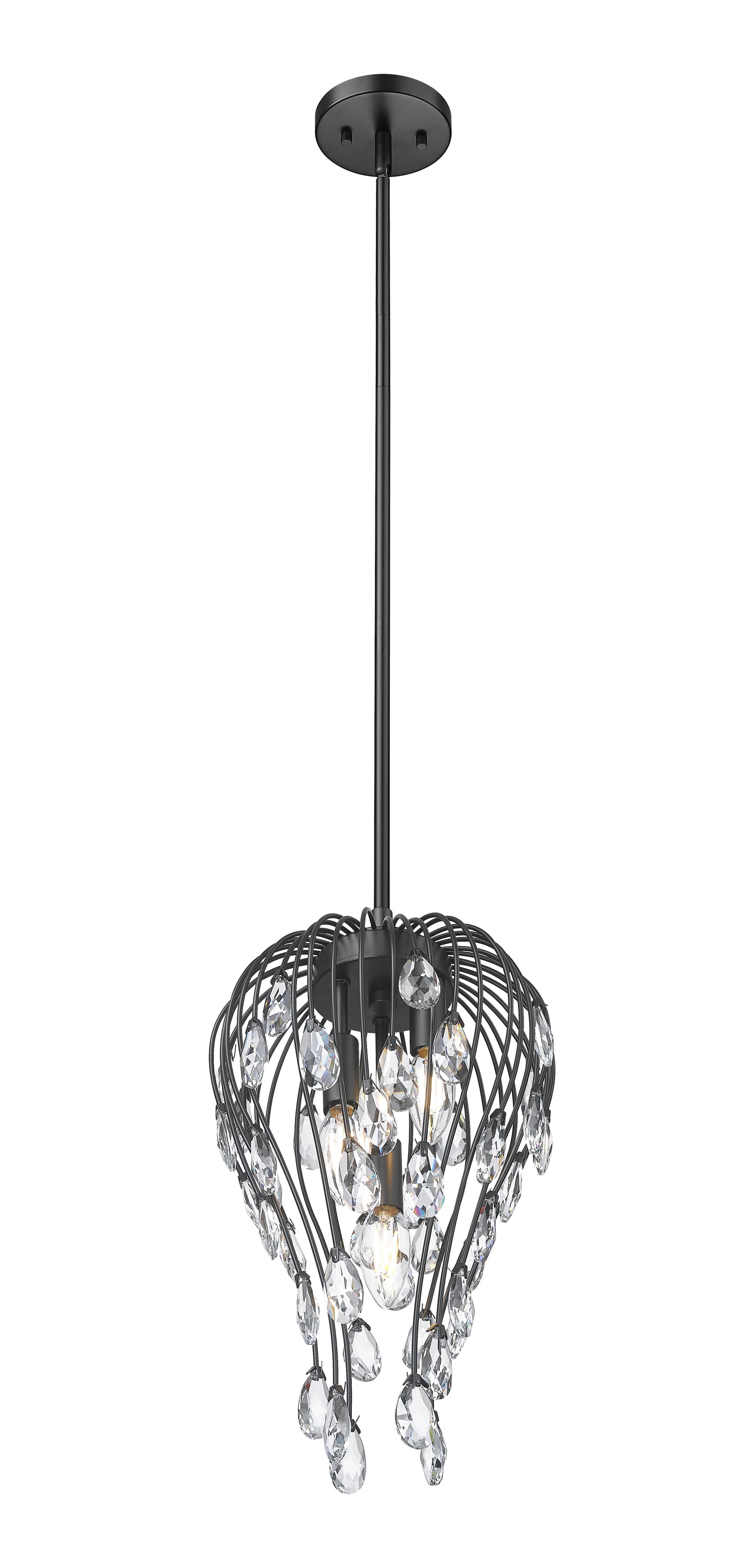 1957P9-MB - Gabriella 3 Light 9" Pendant - Matte Black