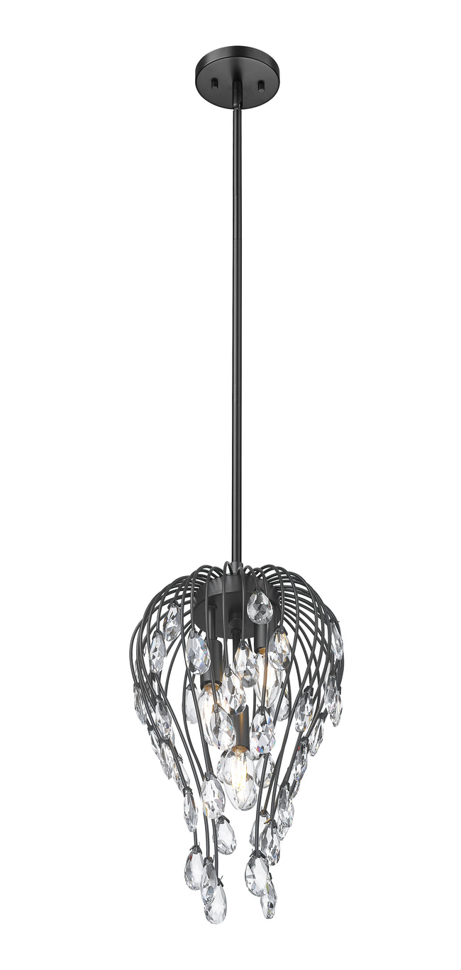 1957P9-MB - Gabriella 3 Light 9" Pendant - Matte Black