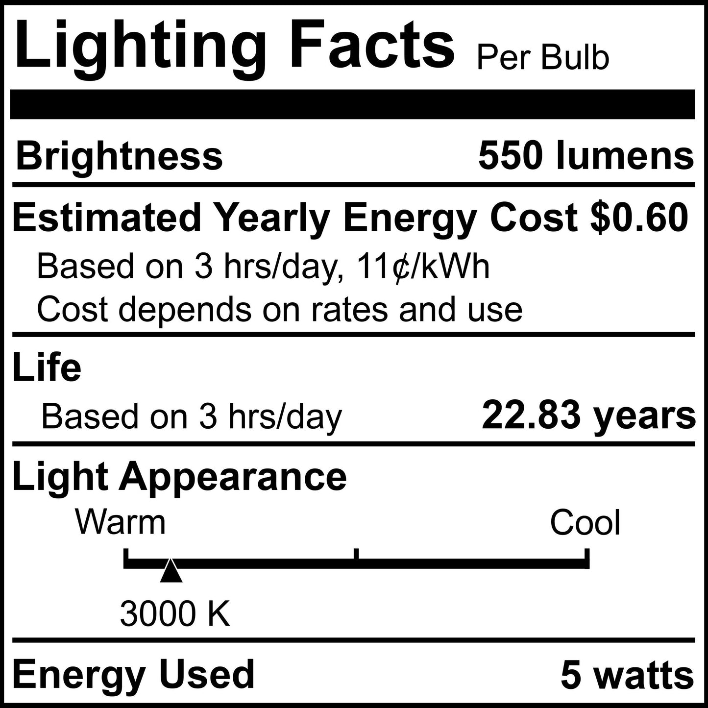 770632 - Dimmable Clear T6 LED Candelabra Light Bulb - 5 Watt - 3000K - 2 Pack