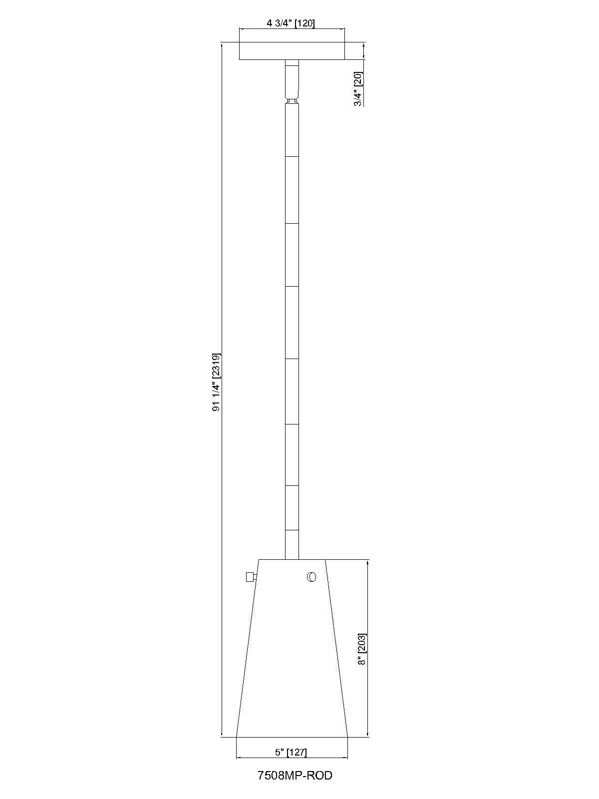 7508MP-ROD-CH - Kira 1 Light 5" Pendant - Chrome