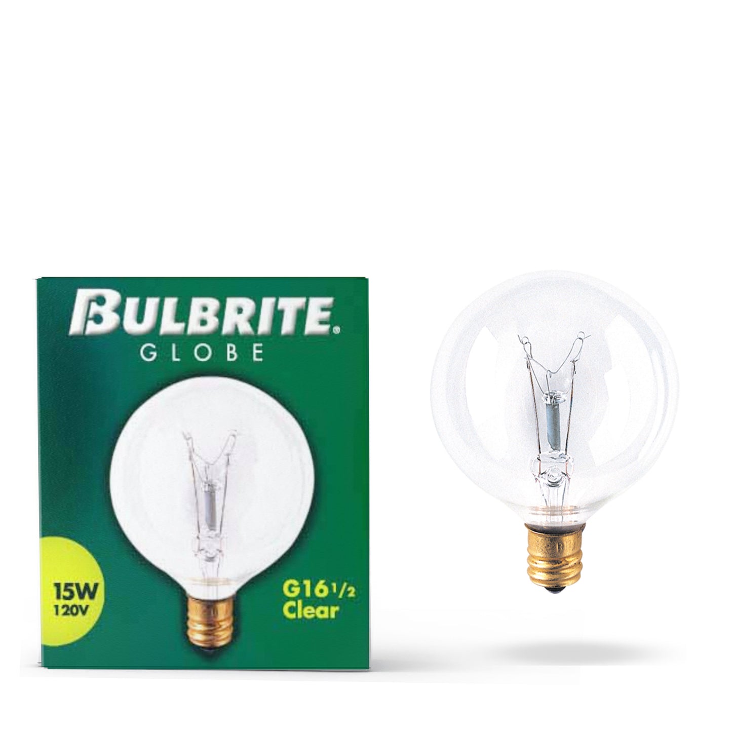 311015 - Dimmable Clear G16.5 Incandescent Candelabra Light Bulb - 15 Watt - 2700K - 40 Pack