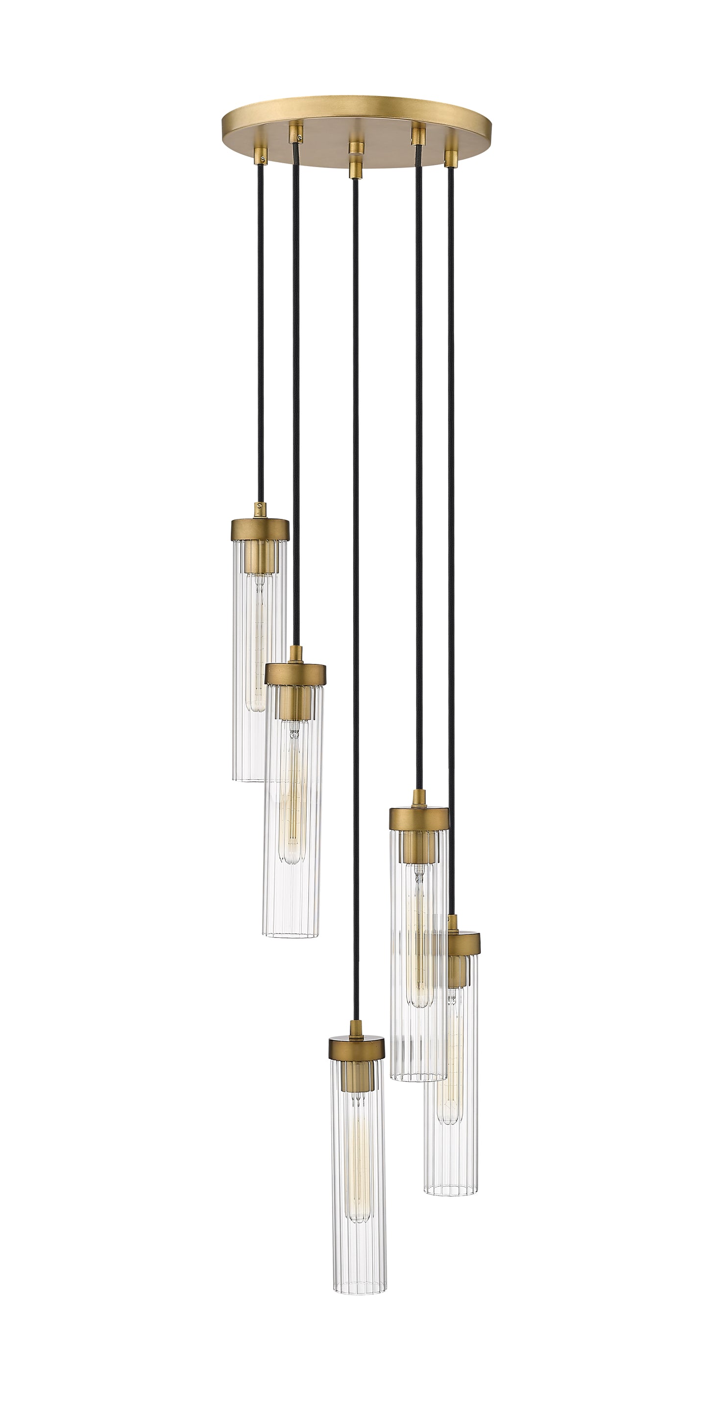 740P-5R-RB - Beau 5 Light 12" Chandelier - Rubbed Brass