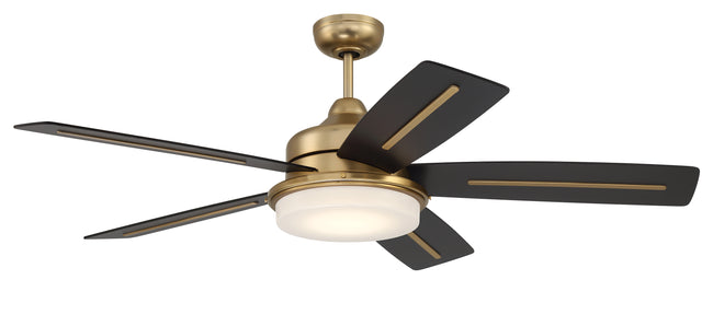 DRW54SB5-NWF - Drew 54" Ceiling fan, no Wifi 54" 5 Blade Ceiling Fan with Light Kit - Satin Brass