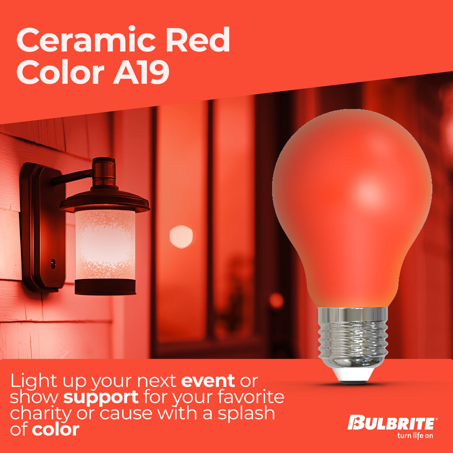 776105 - Filaments Dimmable Ceramic Red A19 LED Light Bulb - 4.5 Watt - 10 Pack