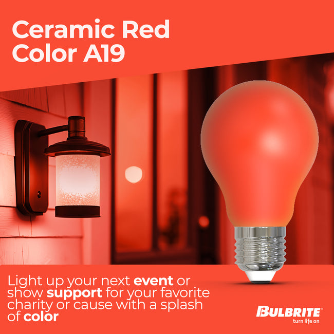 776105 - Filaments Dimmable Ceramic Red A19 LED Light Bulb - 4.5 Watt - 10 Pack