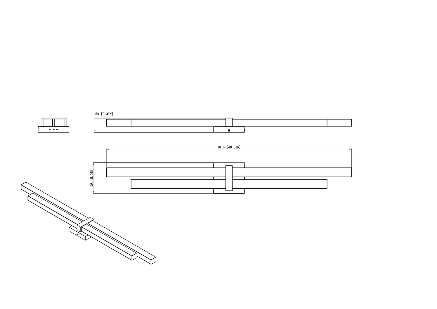 1008-40W-BN-LED - Zane 2 Light 40" Vanity - Brushed Nickel