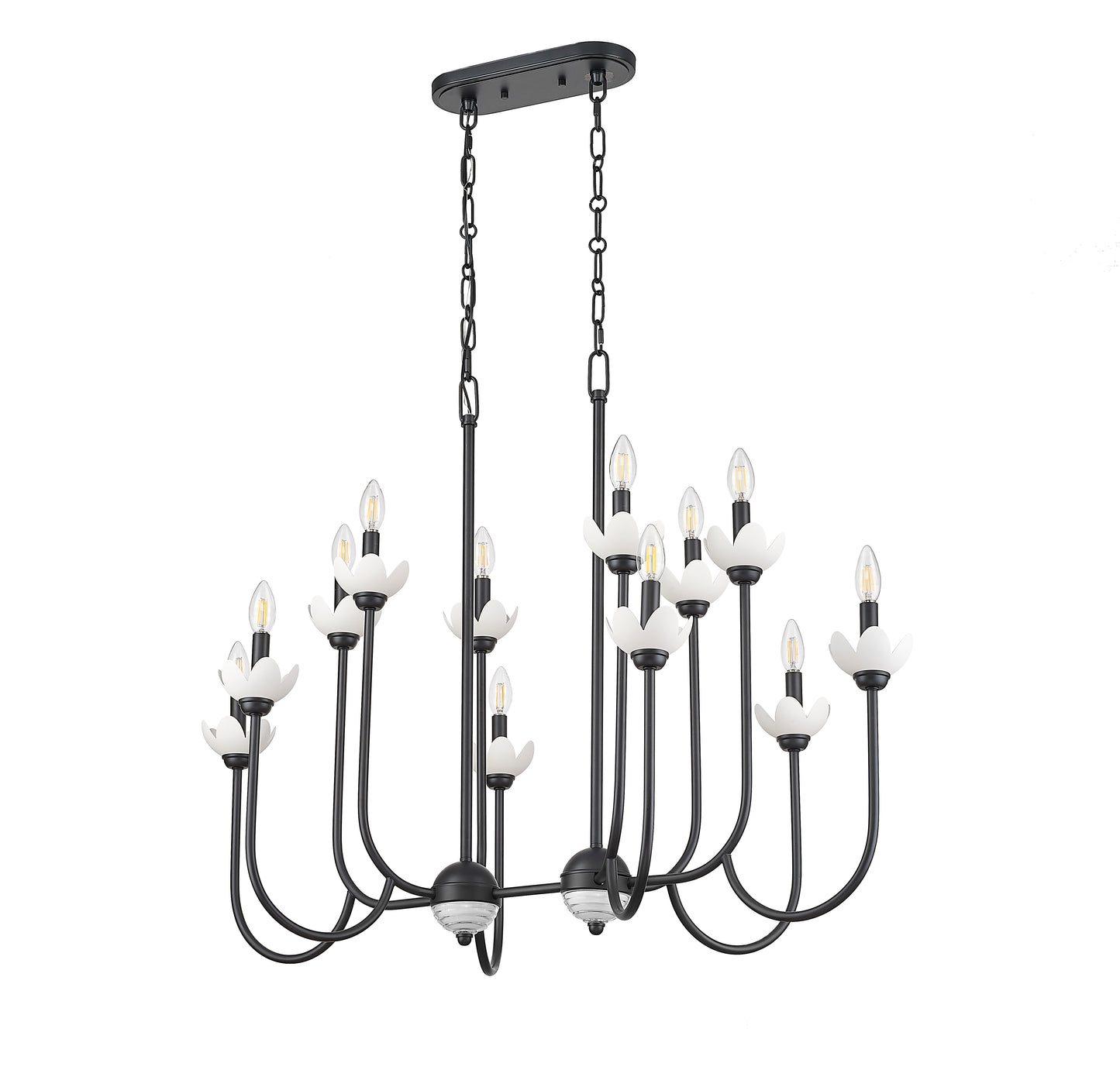 352-42L-MB - Allistair 12 Light Linear 42" Chandelier - Matte Black