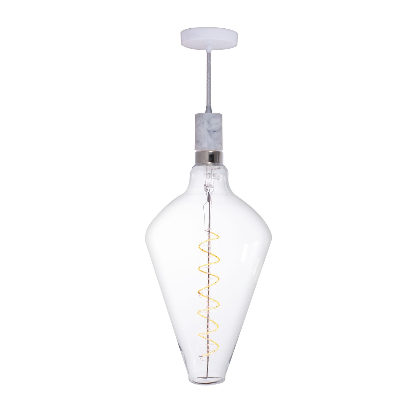 776305 - 4 Watt LED DIAMOND SHAPED GRAND 2200K FILAMENT W/ WHITE MARBLE PENDANT WITH WHITE STRING
