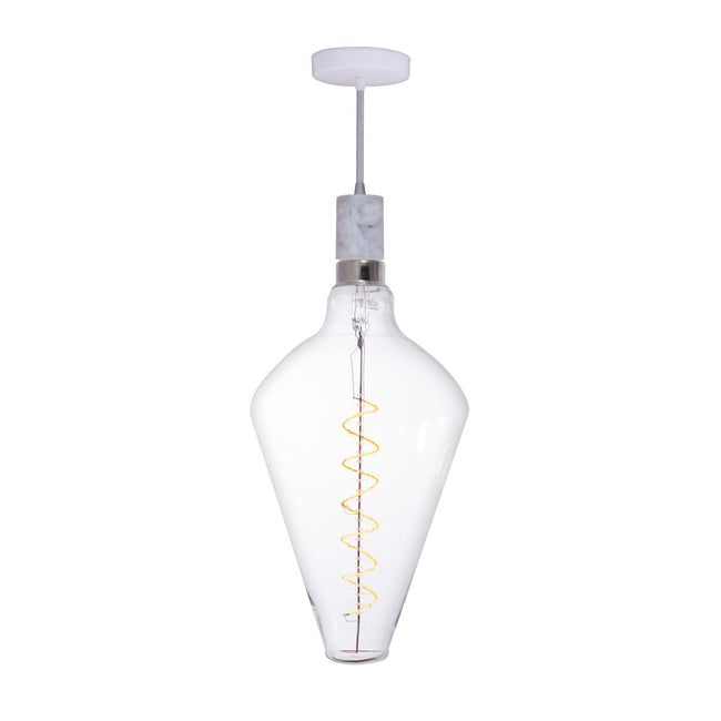 776305 - 4 Watt LED DIAMOND SHAPED GRAND 2200K FILAMENT W/ WHITE MARBLE PENDANT WITH WHITE STRING
