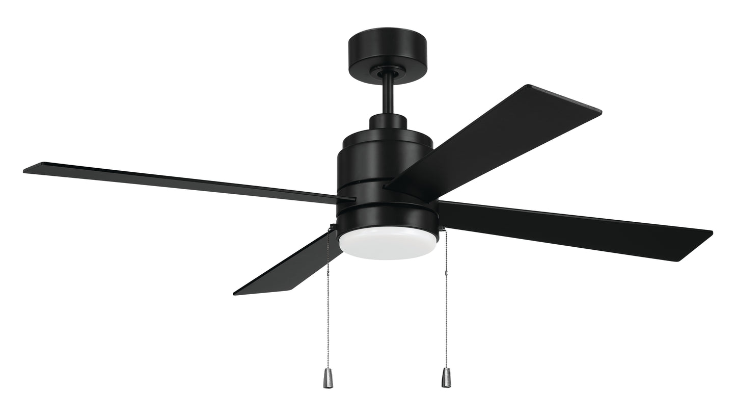 MCY52FB4-PC - McCoy 52 4 Blade with Pull Chains 52" 4 Blade Ceiling Fan with Light Kit - Flat Black