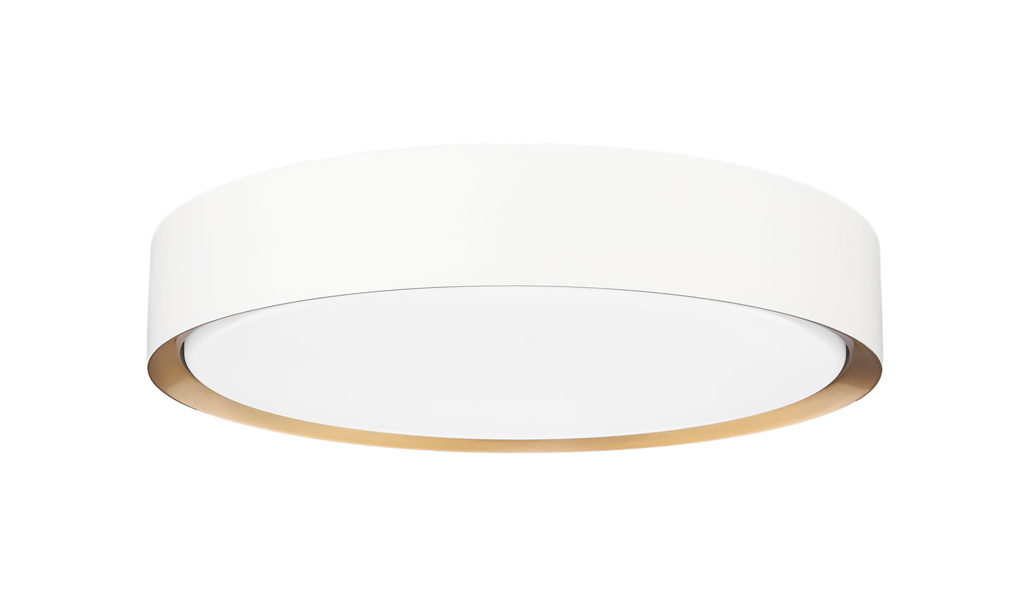 1014F16-MW-MGLD-LED - Kawan 1 Light Flush 16" Mount - Matte White / Modern Gold