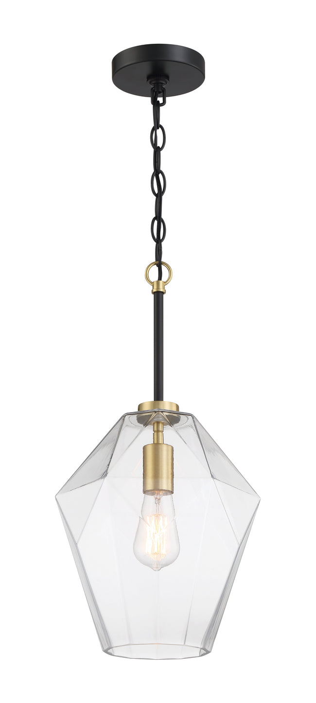 56992-FBSB - Avante Grand 1 Light 9" Wide Pendant - Flat Black / Satin Brass