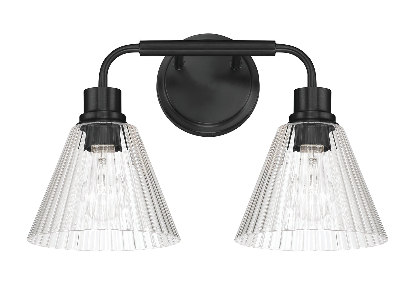 61102-FB - Pleated 2 Light 17" Wide Vanity Light - Flat Black