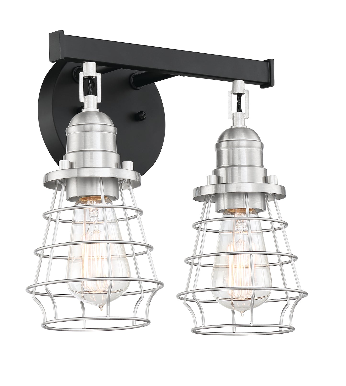 50602-FBBNK - Thatcher 2 Light 12" Wide Vanity Light - Flat Black / Brushed Polished Nickel