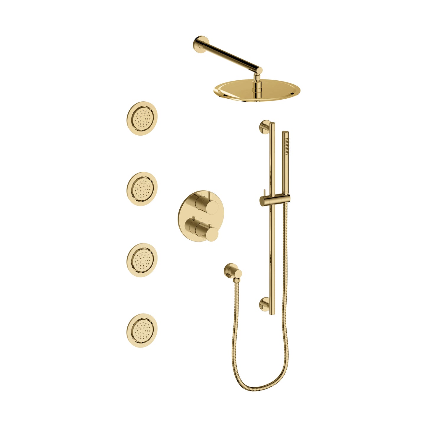 EMBY-SHS-T3-PG - Autograph Edition Emerald Bay Thermostatic Shower System with Body Jets in Polished Gold