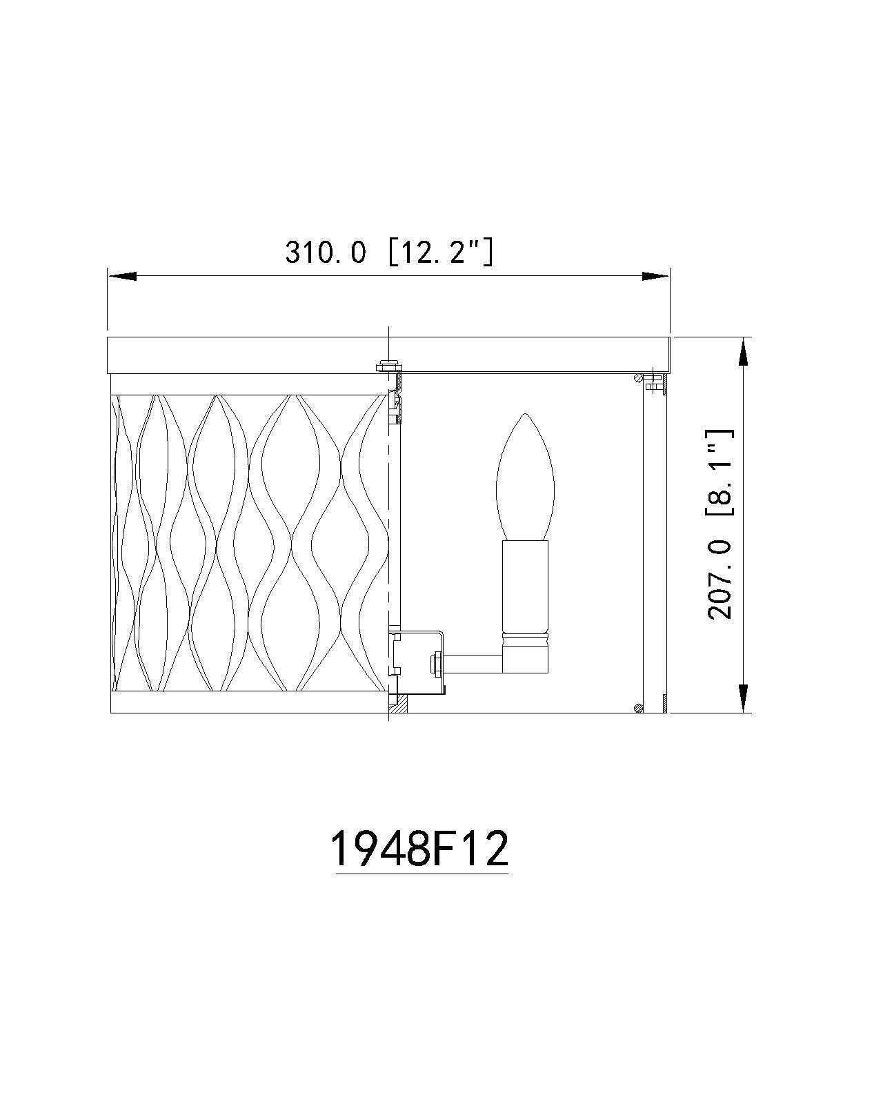 1948F12-MB - Harden 3 Light Flush 12" mount - Matte Black