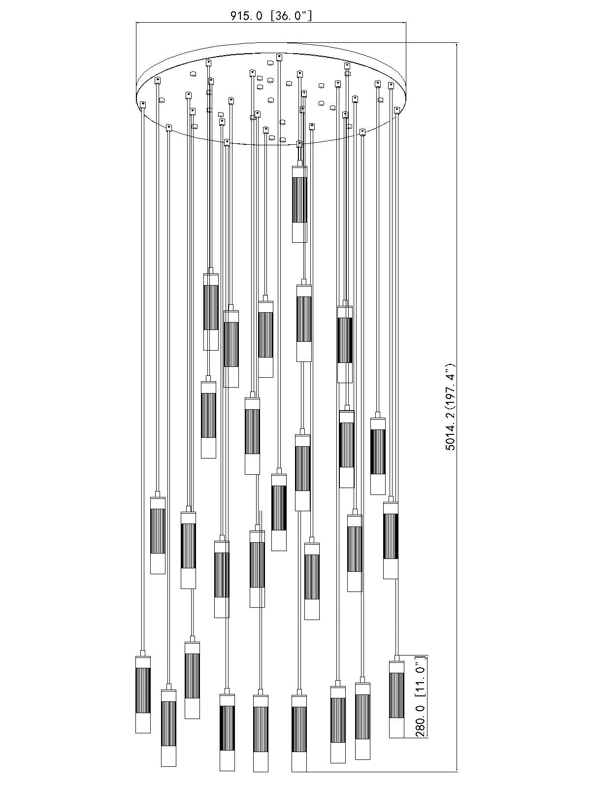 1956P-27R-MB - Stari 27 Light 36" Chandelier - Matte Black