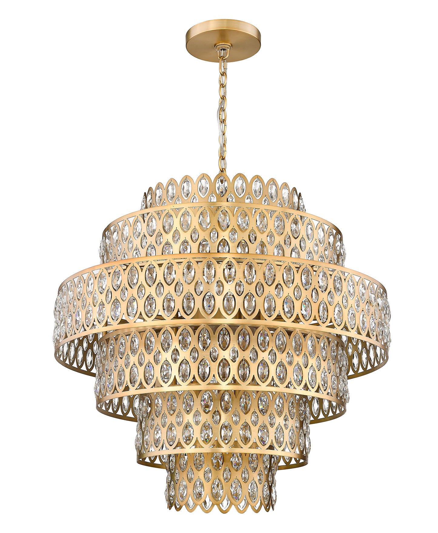 822P32-HB - Dealey 17 Light 32" Chandelier - Heirloom Brass