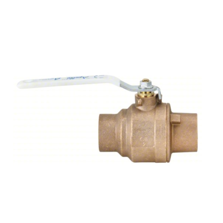 77CLF20801A -Manual Two-Way Ball Valve - 2" - Brass/Bronze - Straight - Sweat x Sweat - Two-Piece - Lever