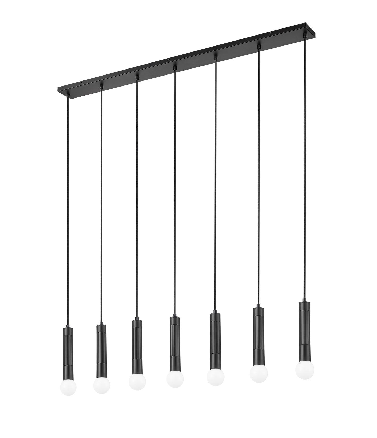 1956P-7L-MB - Stari 7 Light Linear 54" Chandelier - Matte Black
