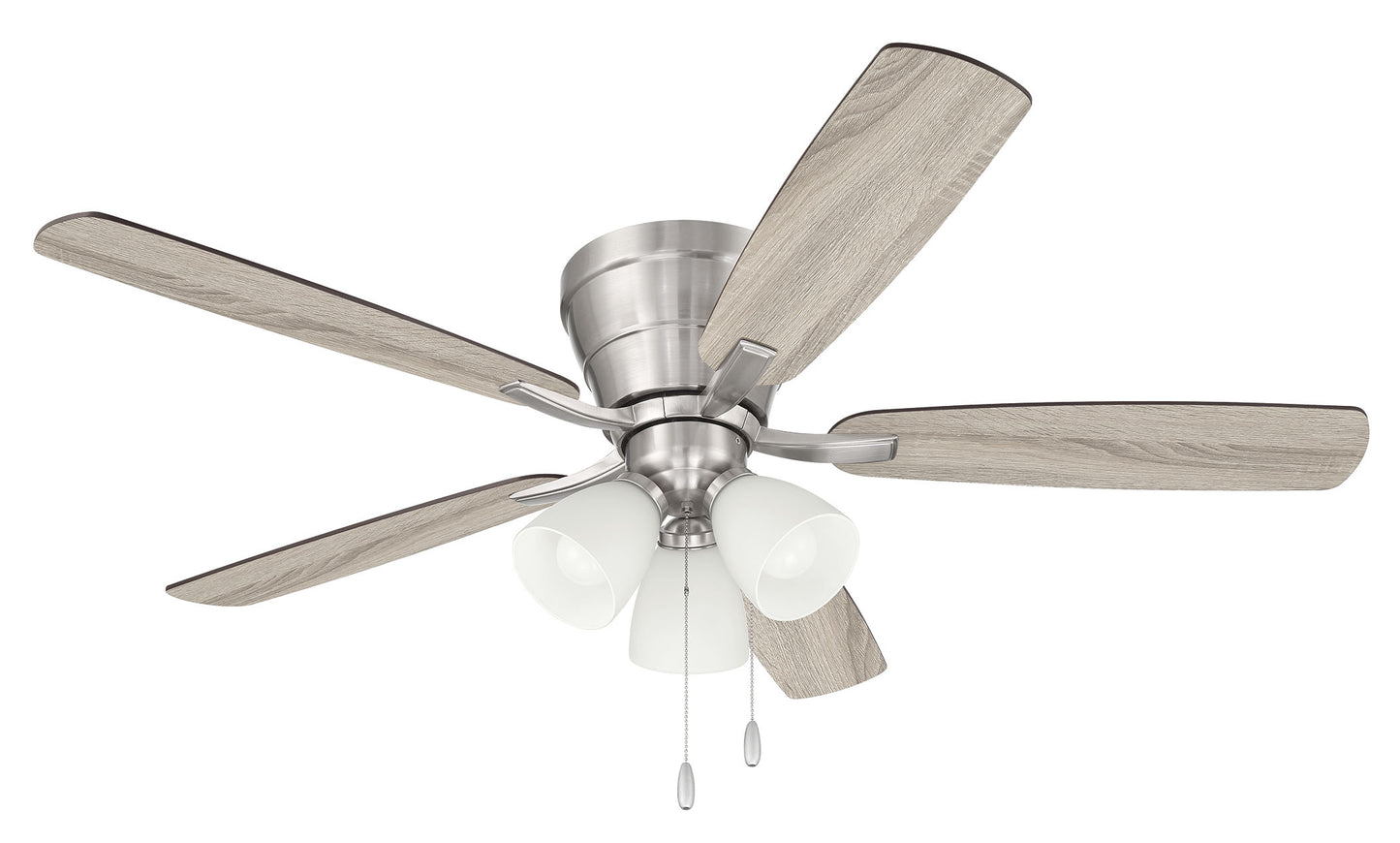 WHL52BNK5C3 - Wheeler 52 3-Light 52" 5 Blade Ceiling Fan with Light Kit - Brushed Nickel
