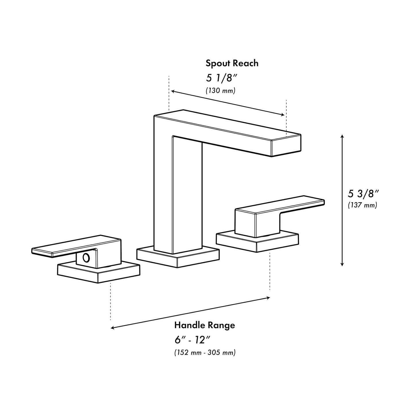 RBCN3-BF-MB - Rubicon Modern Widespread Bath Faucet in Matte Black