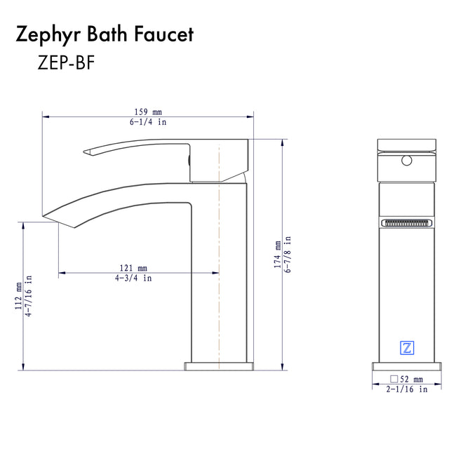 ZEP-BF-CH - Zephyr Bath Faucet in Chrome