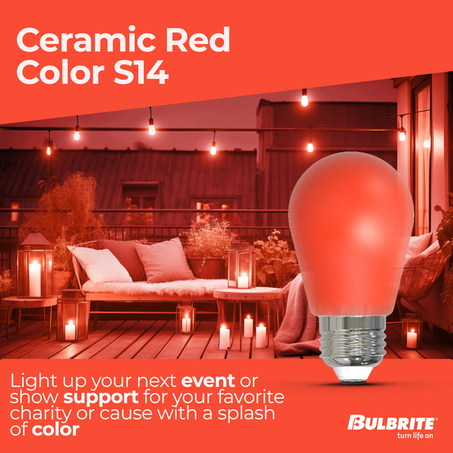 776150 - Filaments Dimmable Ceramic Red S14 LED Light Bulb - 2.5 Watt - 10 Pack