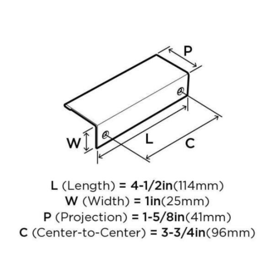 BP36574G10 - Edge Pull 4 1/2" Finger Pull - Satin Nickel