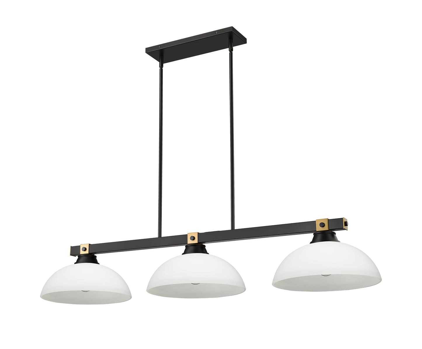 1955-3MB-RB-DMO14 - Bronte 3 Light 52" Billiard - Matte Black / Rubbed Brass