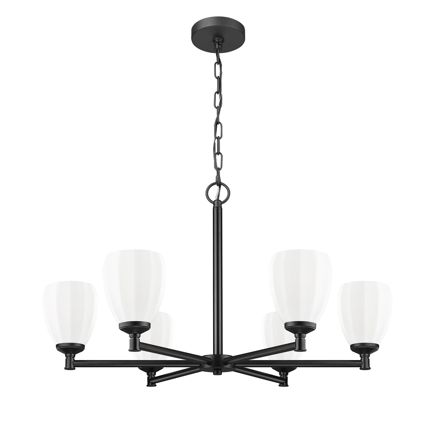7004-6MB - Oren 6 Light 32" Chandelier - Matte Black
