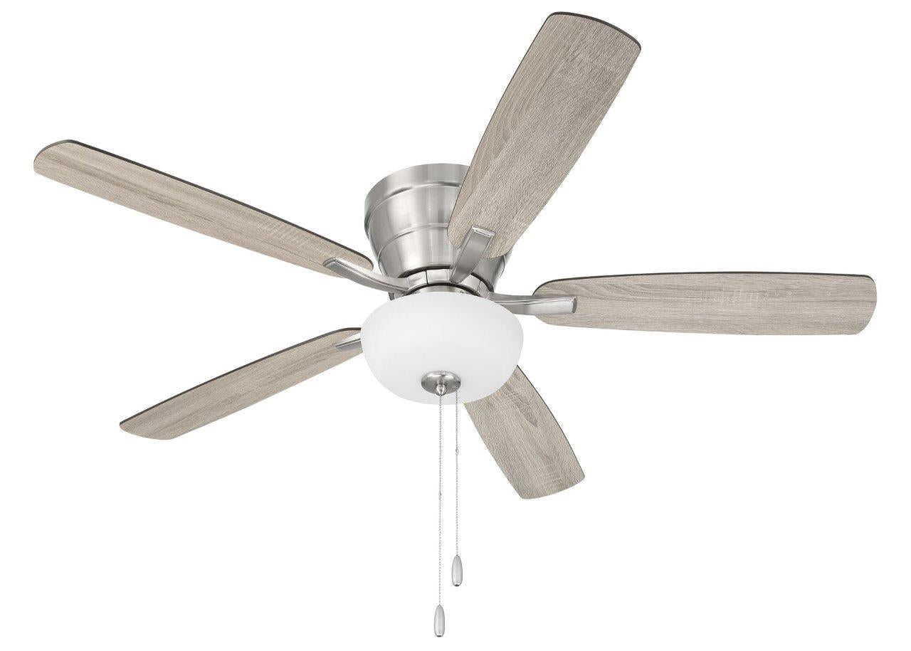 WHL52BNK5C1 - Wheeler 52 2-Light Bowl 52" 5 Blade Ceiling Fan with Light Kit - Brushed Nickel