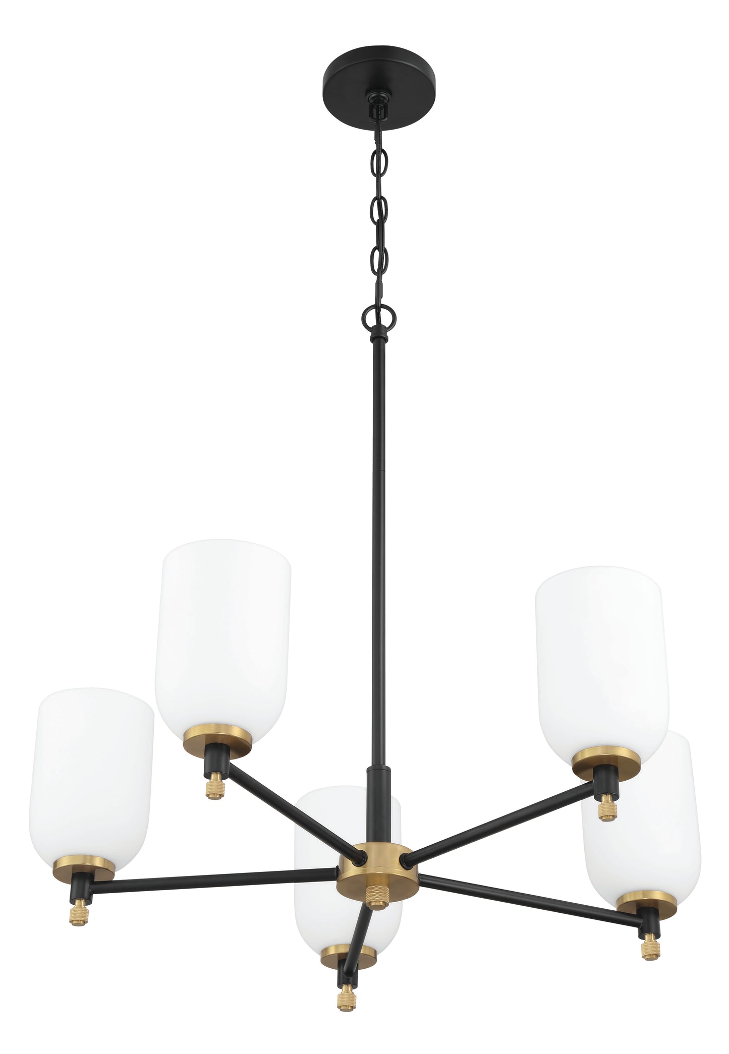 60325-FBSB - Council 5 Light 25" Wide Chandelier - Flat Black / Satin Brass