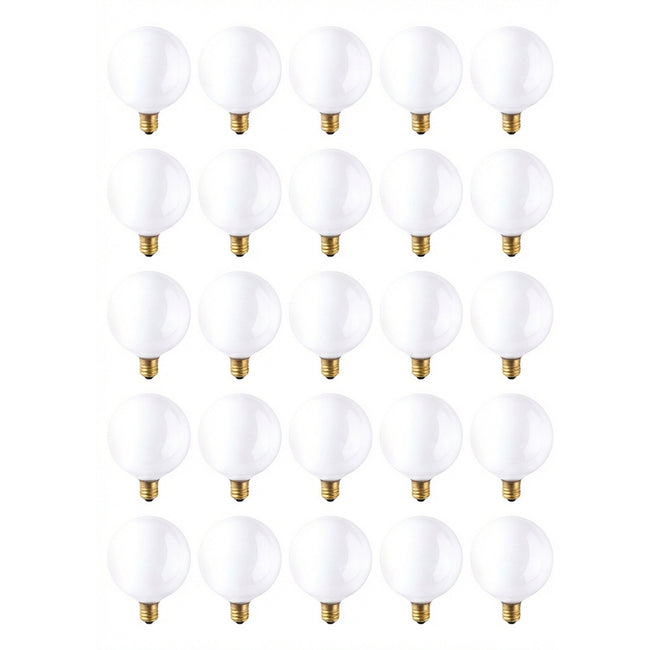 391015 - Dimmable White G16.5 Incandescent Candelabra Light Bulb - 15 Watt - 2700K - 25 Pack