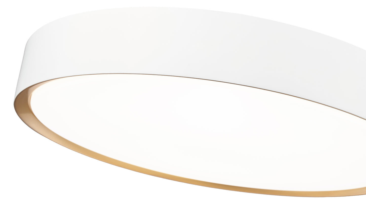 1014F20-MW-MGLD-LED - Kawan 1 Light Flush 20" Mount - Matte White / Modern Gold