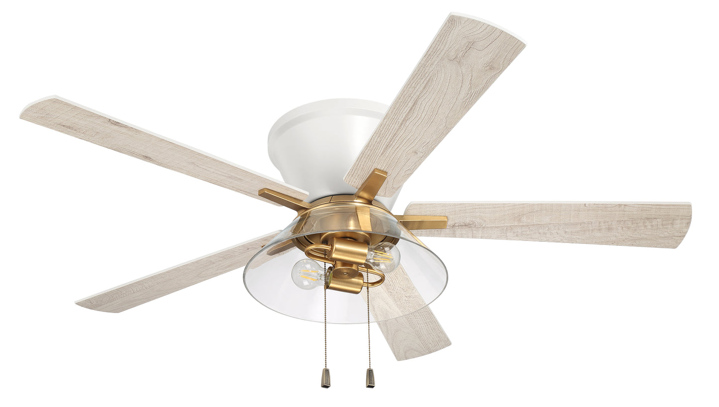 IST52WSB5 - Insight 52" 5 Blade Ceiling Fan with Light Kit - White / Satin Brass