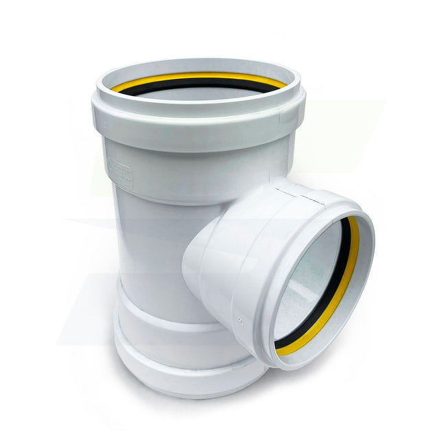 gasketed reducing tee sewer fitting upright front