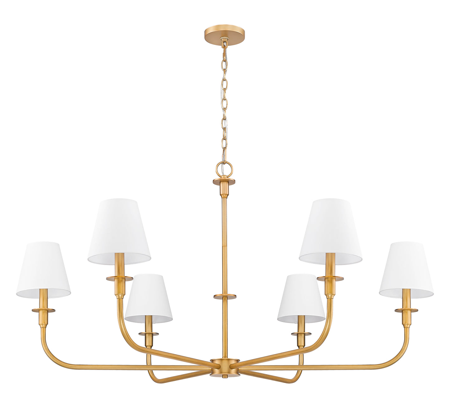 3049-45RB - Tova 6 Light 49" Chandelier - Rubbed Brass