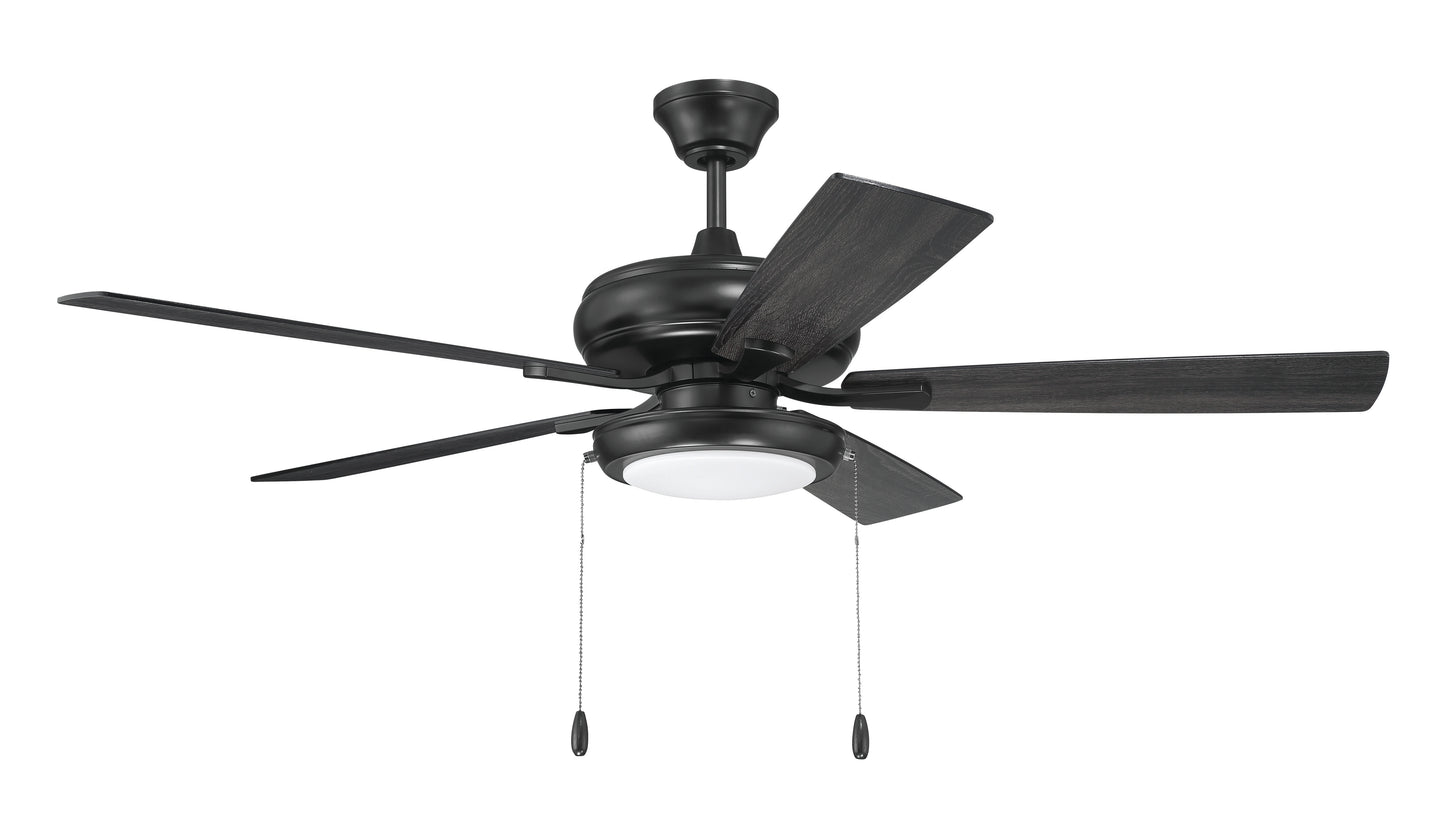 ECF119FB5-FBGW - EOS Low Profile 1 bulb Frosted White 52" Ceiling Fan 52" 5 Blade Ceiling Fan with Light Kit - Flat Black